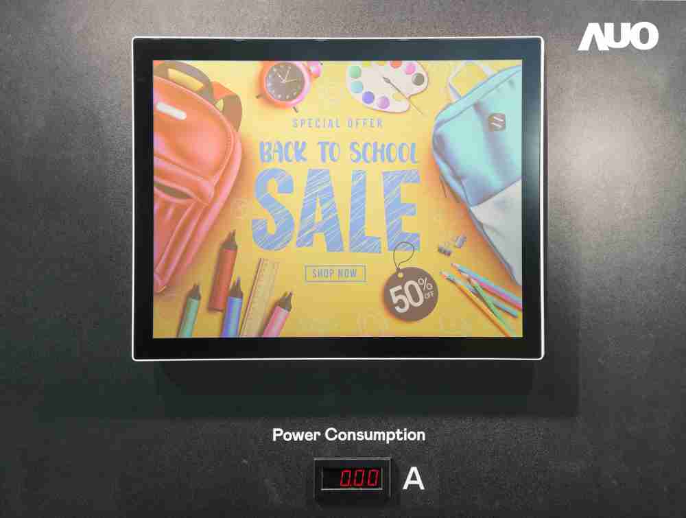 糖果派对展示胆固醇液晶超低耗能户外全彩显示器，，ChLC（胆固醇液晶）以双稳态技术使静态显示零功耗，，具省电、、高彩度、、、环保的特性，，，还整合软硬件系统解决方案，，可透过单一云端平台管理