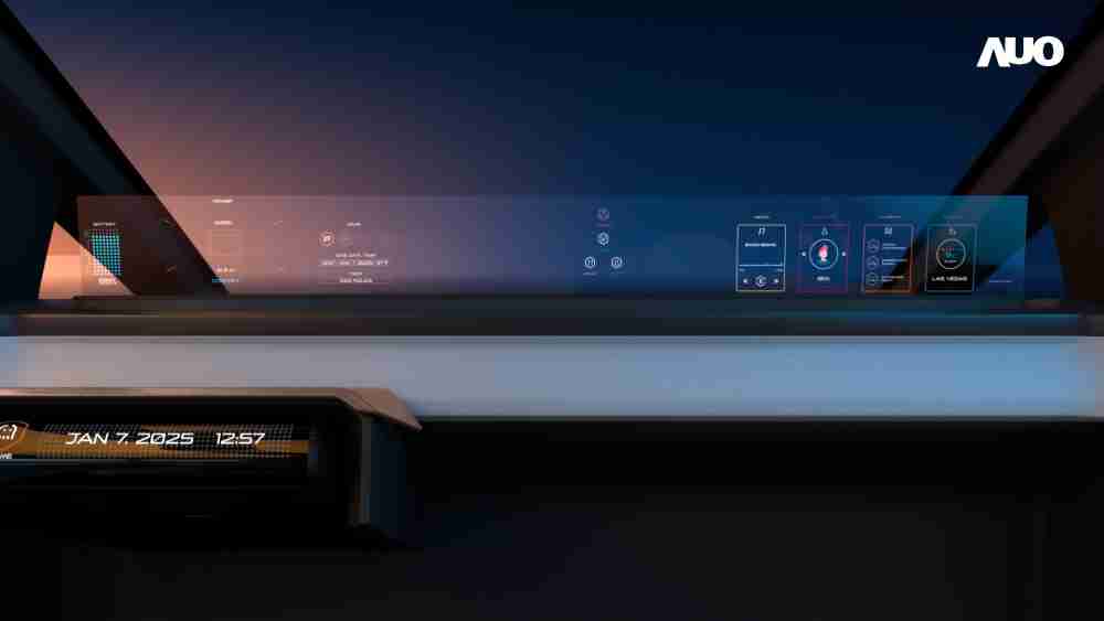 糖果派对无界透明显示接口(Horizon Image Glass)透过车运算方案整合仪表板、、中控台及副驾显示器，，，，一体式全景呈现，，，提供乘用者清晰的前方视野、、、行车必要信息与娱乐功能